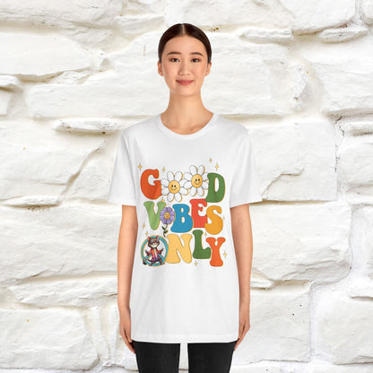 Good Vibes Only Cat T-Shirt for Men & Women | 100% Cotton* Positive Cat Lover Tee