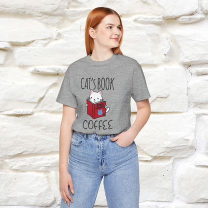 "Cat's Book Coffee" Cat T-Shirt for Men & Women | 100% Cotton* | Cozy Vibes for Book & Cat Lovers