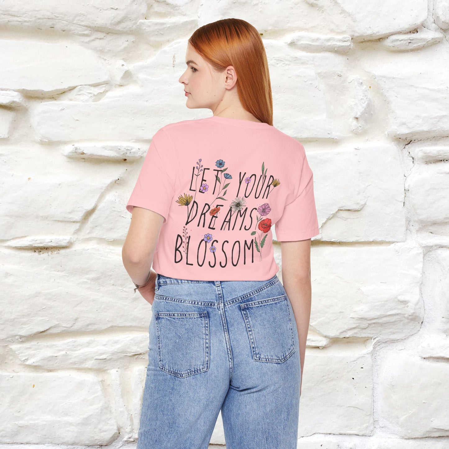 "Let Your Dreams Blossom'' Cat T-Shirt Front and Back Design | Nunu&Miao Studio