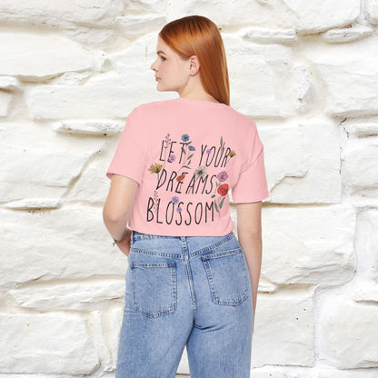 "Let Your Dreams Blossom'' Cat T-Shirt Front and Back Design | Nunu&Miao Studio