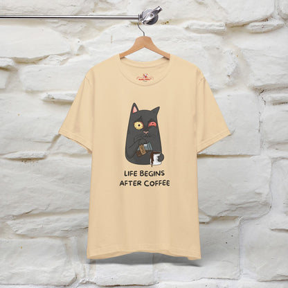 ''Life Begings After Coffe''  Cat T-shirt for Men and Women  100% Cotton*