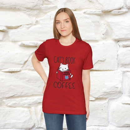 "Cat's Book Coffee" Cat T-Shirt for Men & Women | 100% Cotton* | Cozy Vibes for Book & Cat Lovers