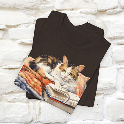 "Literary Catnap" T-shirt for Men and Women 100% Cotton.