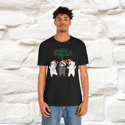 "Natal Magico" Cat T-shirt for Men & Women | 100% Cotton* 🐾 | Magical Holiday Cat Tee