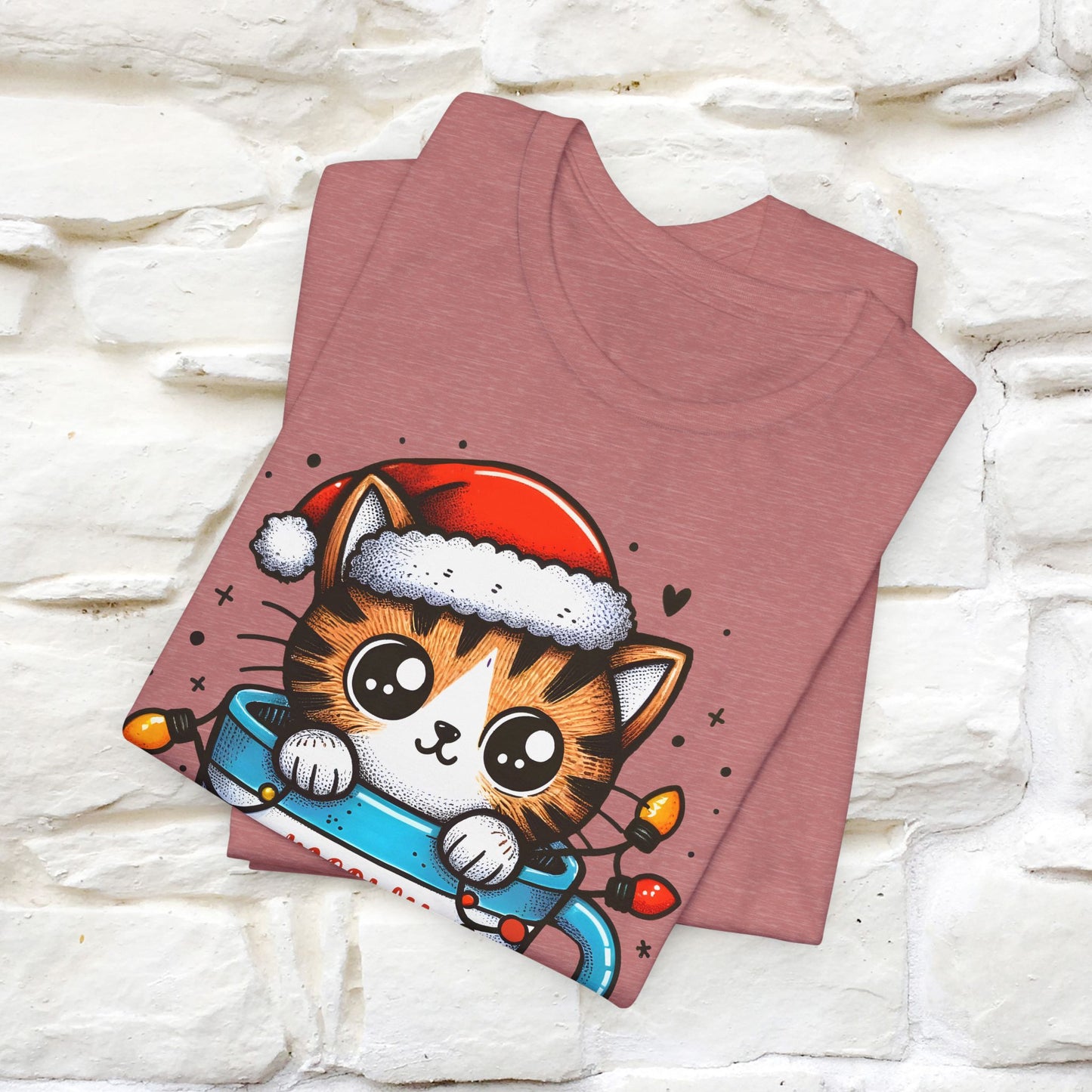 Meowy Catmas T-Shirt | Festive Cat Christmas Shirt for Men & Women | 100% Cotton