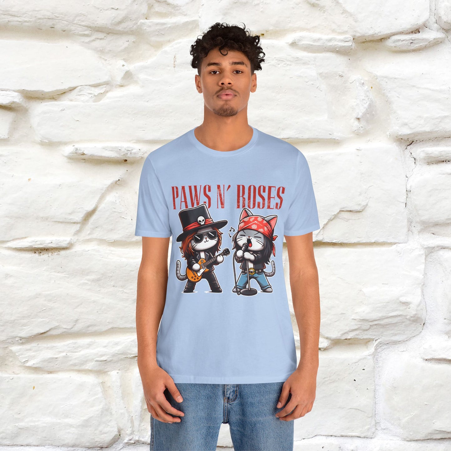 Paws N' Roses T-Shirt | Rock-Inspired Cat Lover  | Nunu&Miao Studio - Nunu&Miao Studio