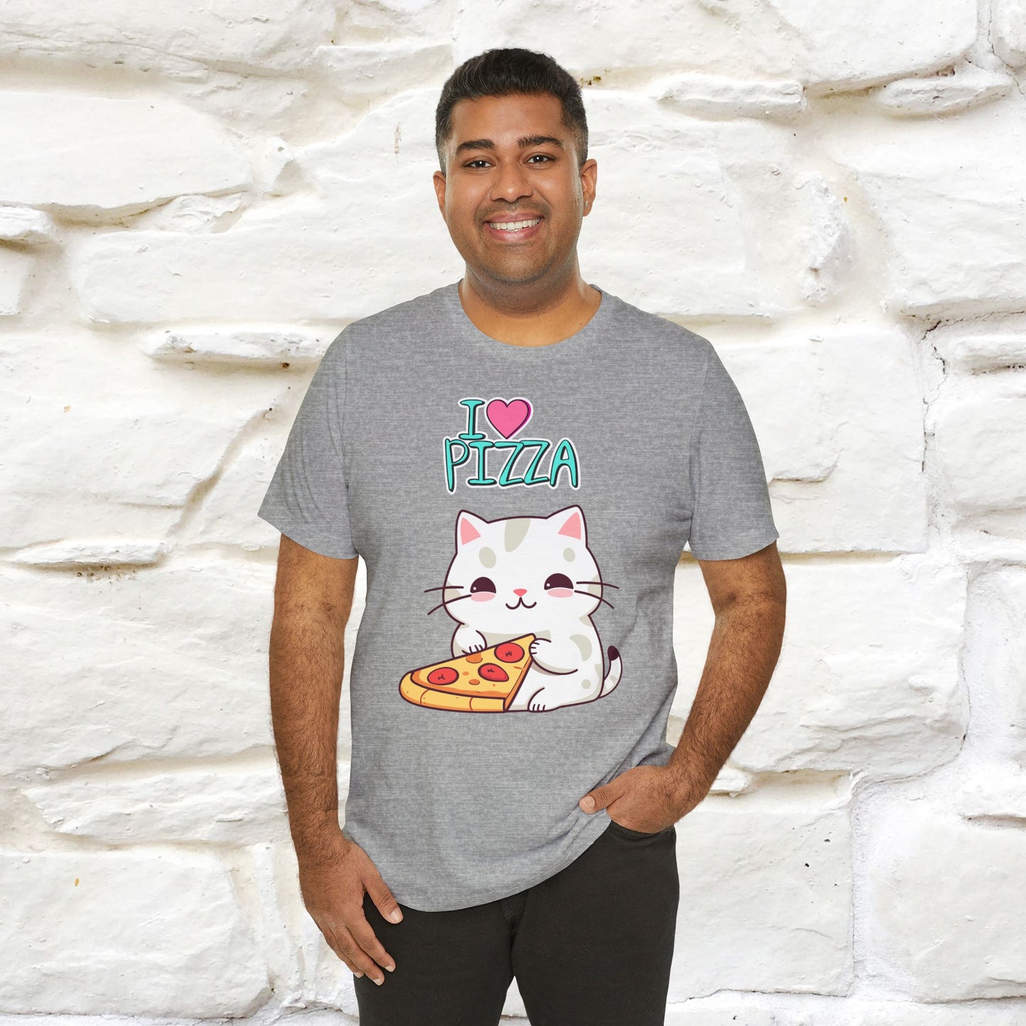 "I Love Pizza" Cat T-shirt for Men & Women | 100% Cotton*