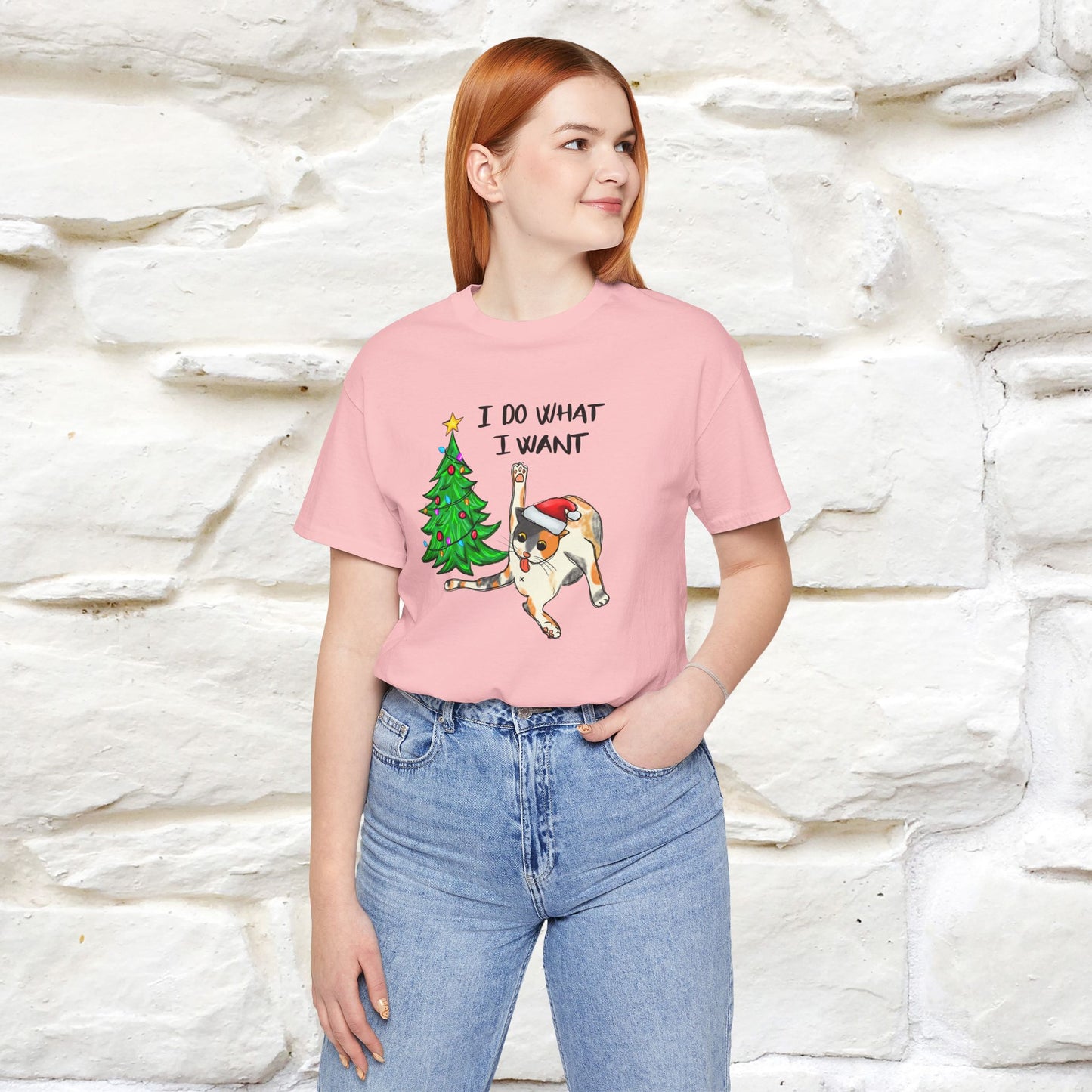 I Do What I want Funny T-Shirt | Festive Cat Christmas Shirt for Men & Women | 100% Cotton*