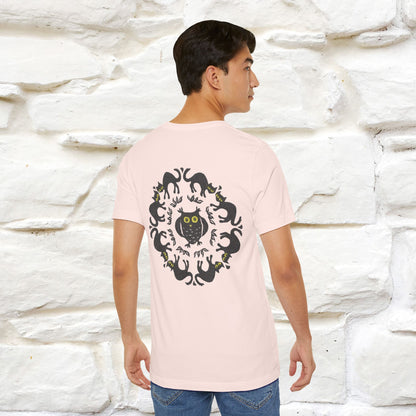 ''Black Cat Circle'' Cat T-Shirt Front and Back Design | Nunu&Miao Studio