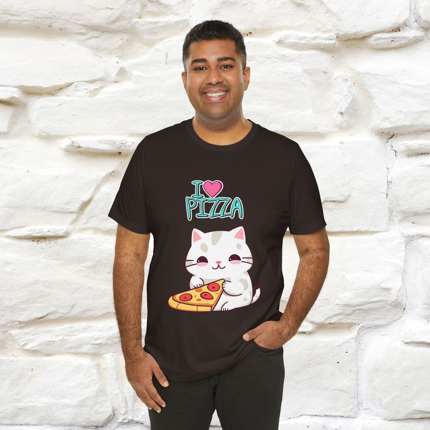 "I Love Pizza" Cat T-shirt for Men & Women | 100% Cotton*