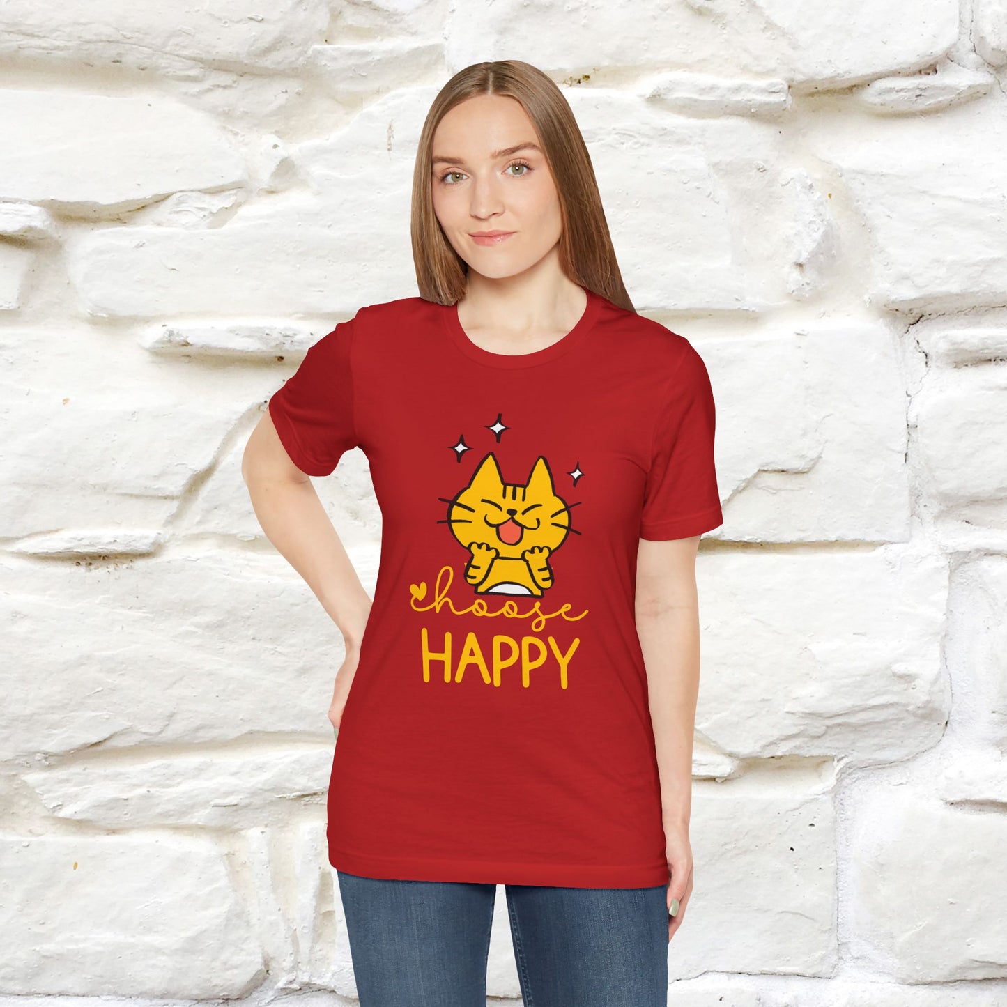 "Choose Happy" Cat T-Shirt for Men & Women | 100% Cotton* | Positive Tee 🐾