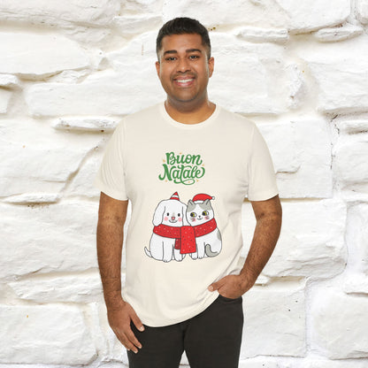 Buon Natale Cat and Dog T-shirt for Men & Women | 100% Cotton* 🐾 | Festive Holiday Shirt