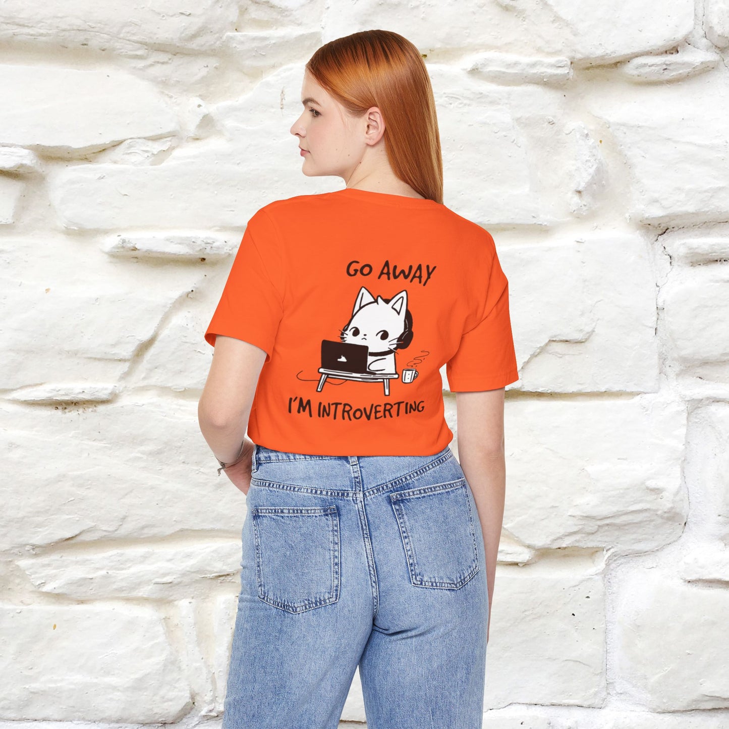 Go Away, I’m Introverting Cat T-Shirt | Unisex Front & Back Design | 100% Cotton*