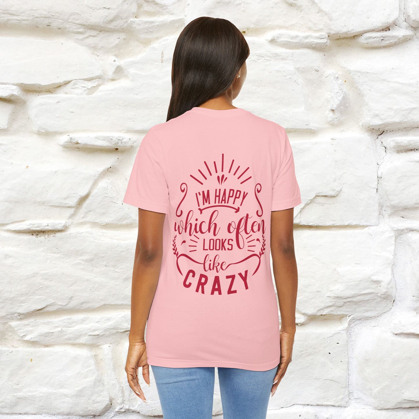 "I’m Happy, Which Often Looks Like Crazy" Cat T-Shirt| Front & Back Design | Nunu&Miao Studio