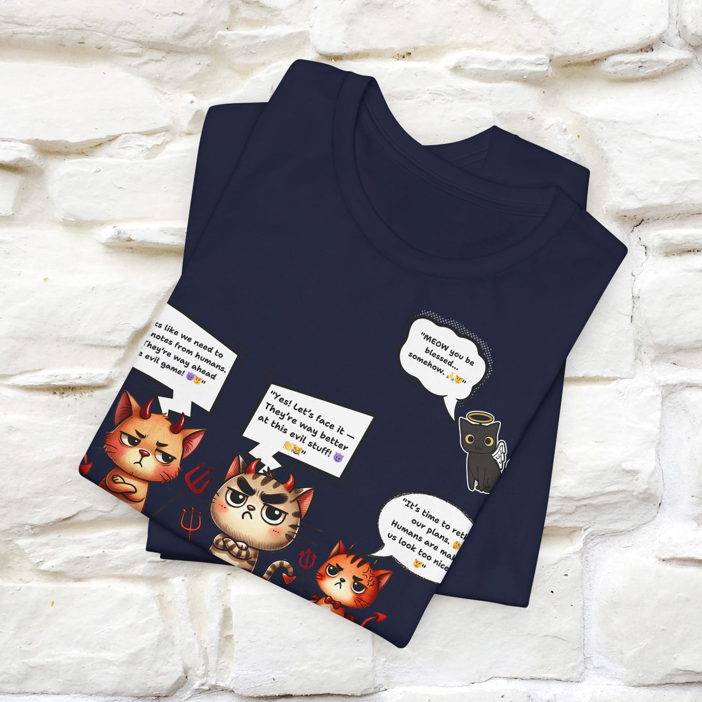 ''Humans Are Way Ahead In The Evil Game! 😈😼'' Unisex Cat T-shirt 100% Cotton*