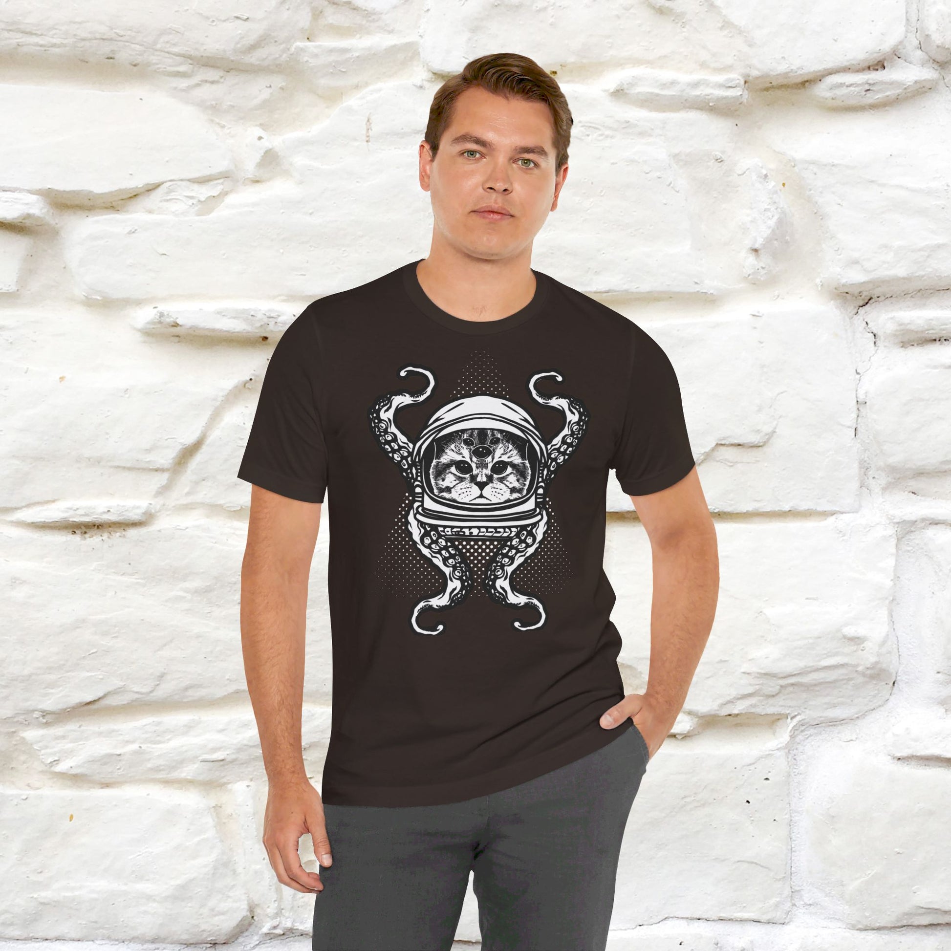 ''OctoCat Fusion''  Cat T-shirt for Man 100% Cotton. - Nunu&Miao Studio