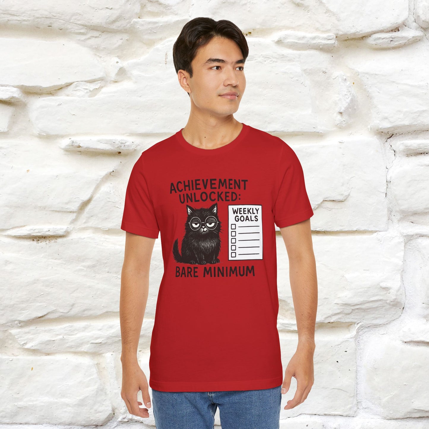 "Achievement Unlocked Bare Minimum." |Cat T-Shirt | Nunu&Miao Studio
