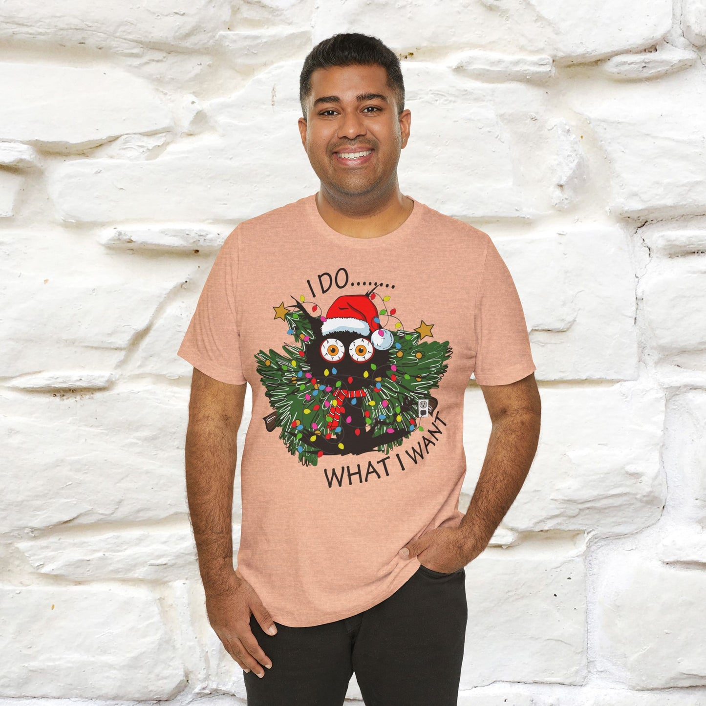 I Do What I Want Funny T-Shirt | Festive Cat Christmas Shirt for Men & Women | 100% Cotton