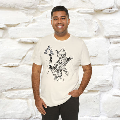 "The cat And The Butterfly" Cat T-shirt for Men & Women | 100% Cotton* 🐾