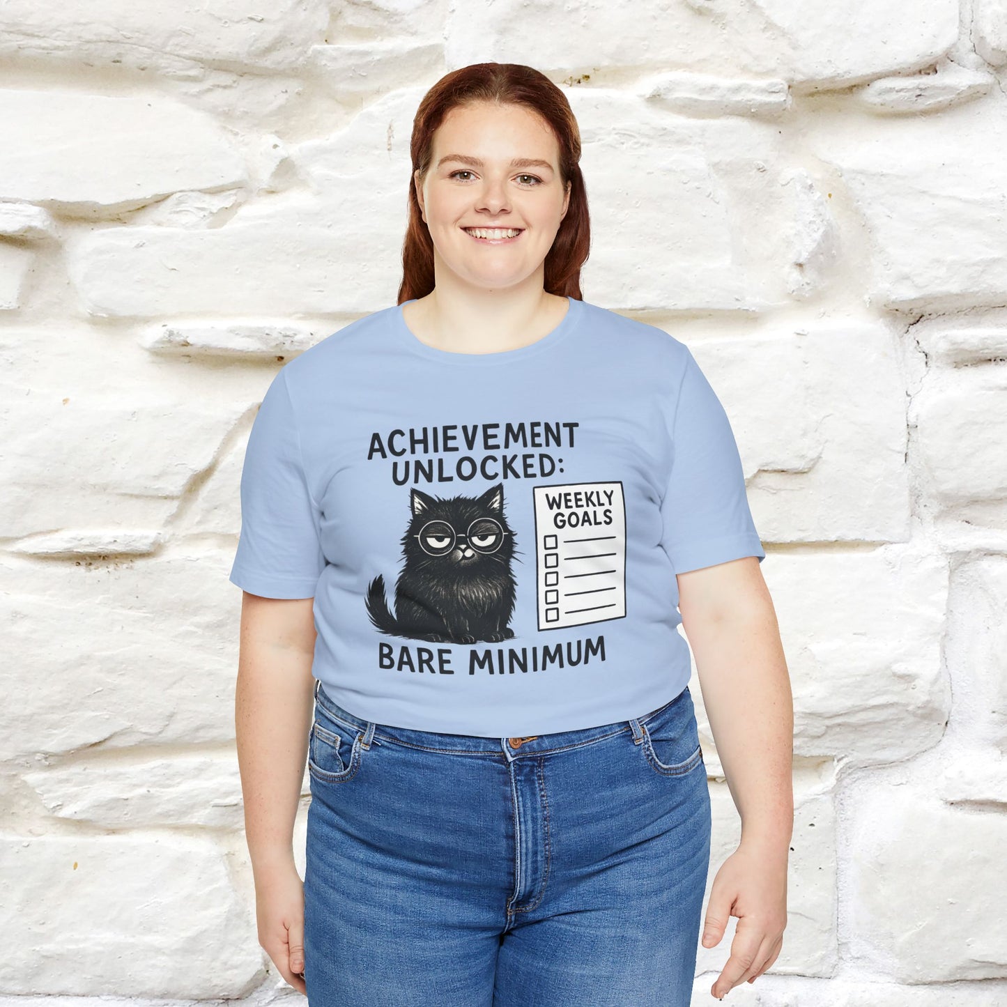 "Achievement Unlocked Bare Minimum." |Cat T-Shirt | Nunu&Miao Studio