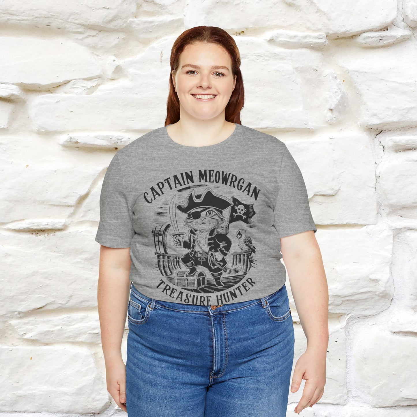 Captain Meowrgan Treasure Hunter T-Shirt | Adventure Cat Tee for Men & Women | 100% Cotton*