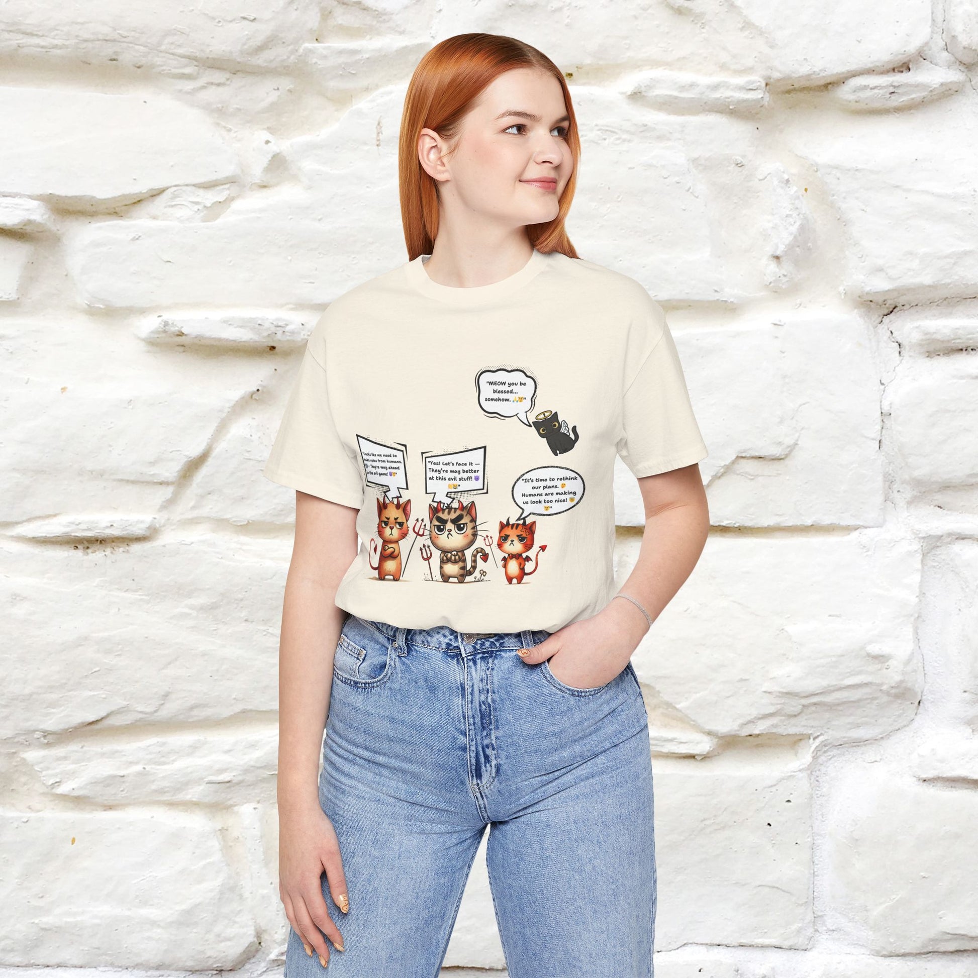 "Humans Are Way Ahead In The Evil Game! 😈😼" Cat  T-shirt |Nunu&Miao Studio - Nunu&Miao Studio