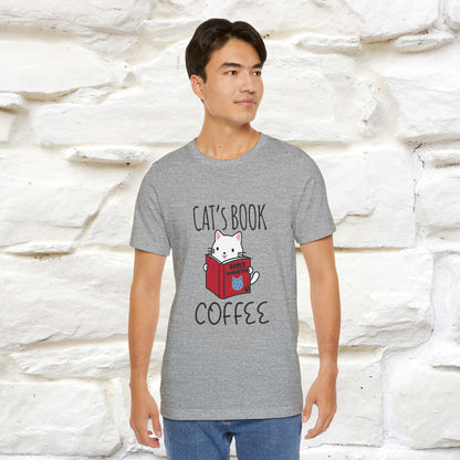 "Cat's Book Coffee" Cat T-Shirt for Men & Women | 100% Cotton* | Cozy Vibes for Book & Cat Lovers