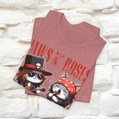 Paws N' Roses T-Shirt | Rock-Inspired Cat Lover Tee for Men & Women | 100% Cotton*