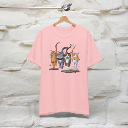 Four Cats' Feast: Feline Food Frenzy T-Shirt for Men & Women | 100% Cotton*