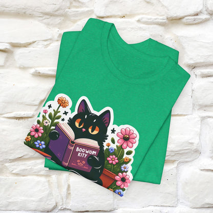 "Bookworm Kitty" Cat T-Shirt for Women | 100% Cotton* | Book Lover Tee