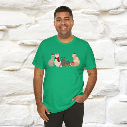 “Cat Family Christmas T-Shirt | Festive Cat Shirt for Men & Women | 100% Cotton”