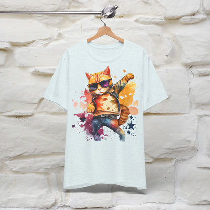 ''Cool Rainbow Cat'' T-shirt for Man 100% Cotton. - Nunu&Miao Studio