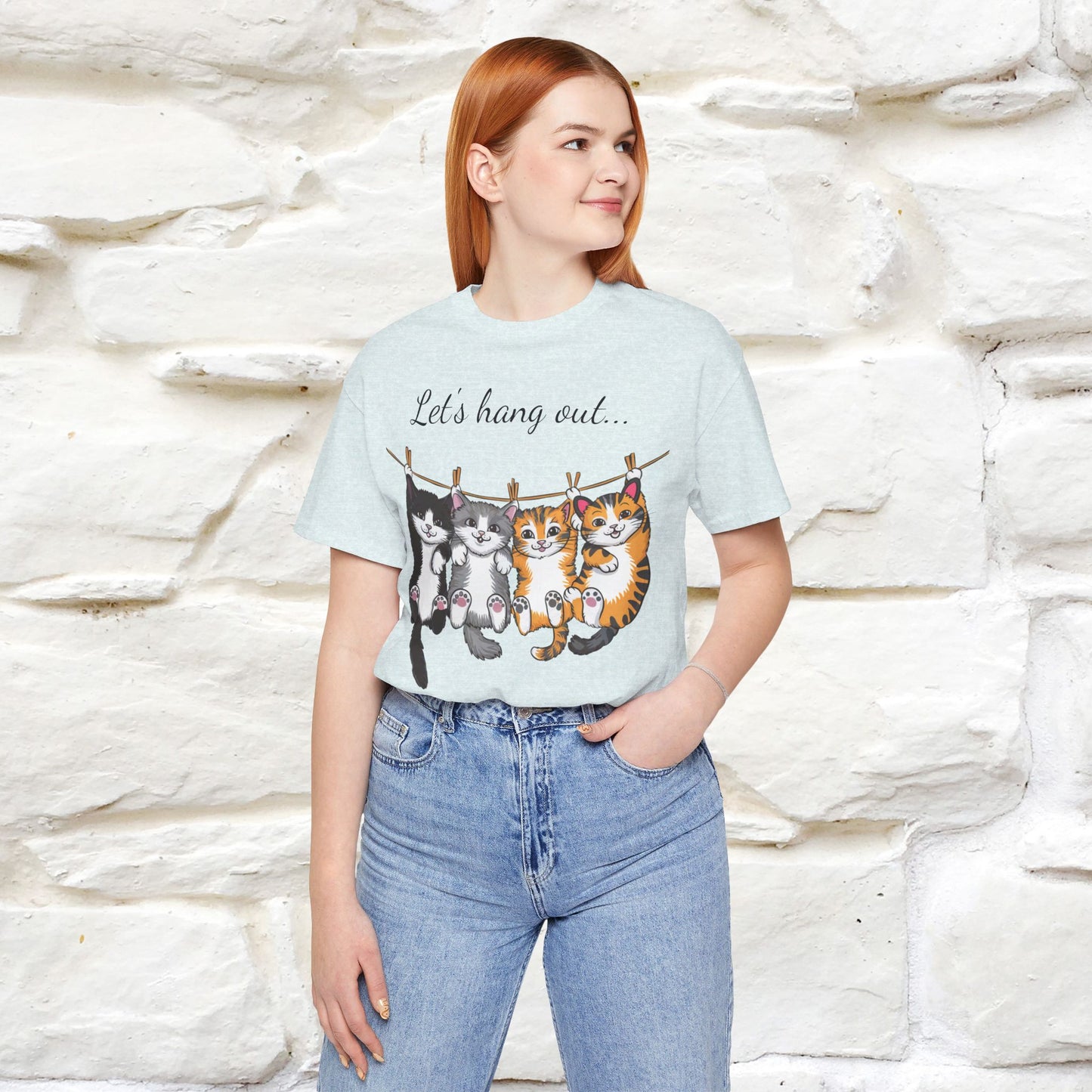 ''Let's Hang Out'' Cat T-shirt for Women 100% Cotton* - Nunu&Miao Studio