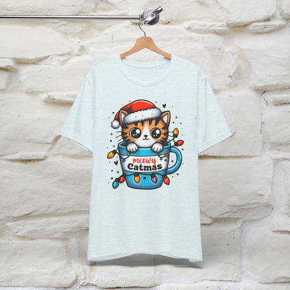 Meowy Catmas T-Shirt | Festive Cat Christmas Shirt for Men & Women | 100% Cotton