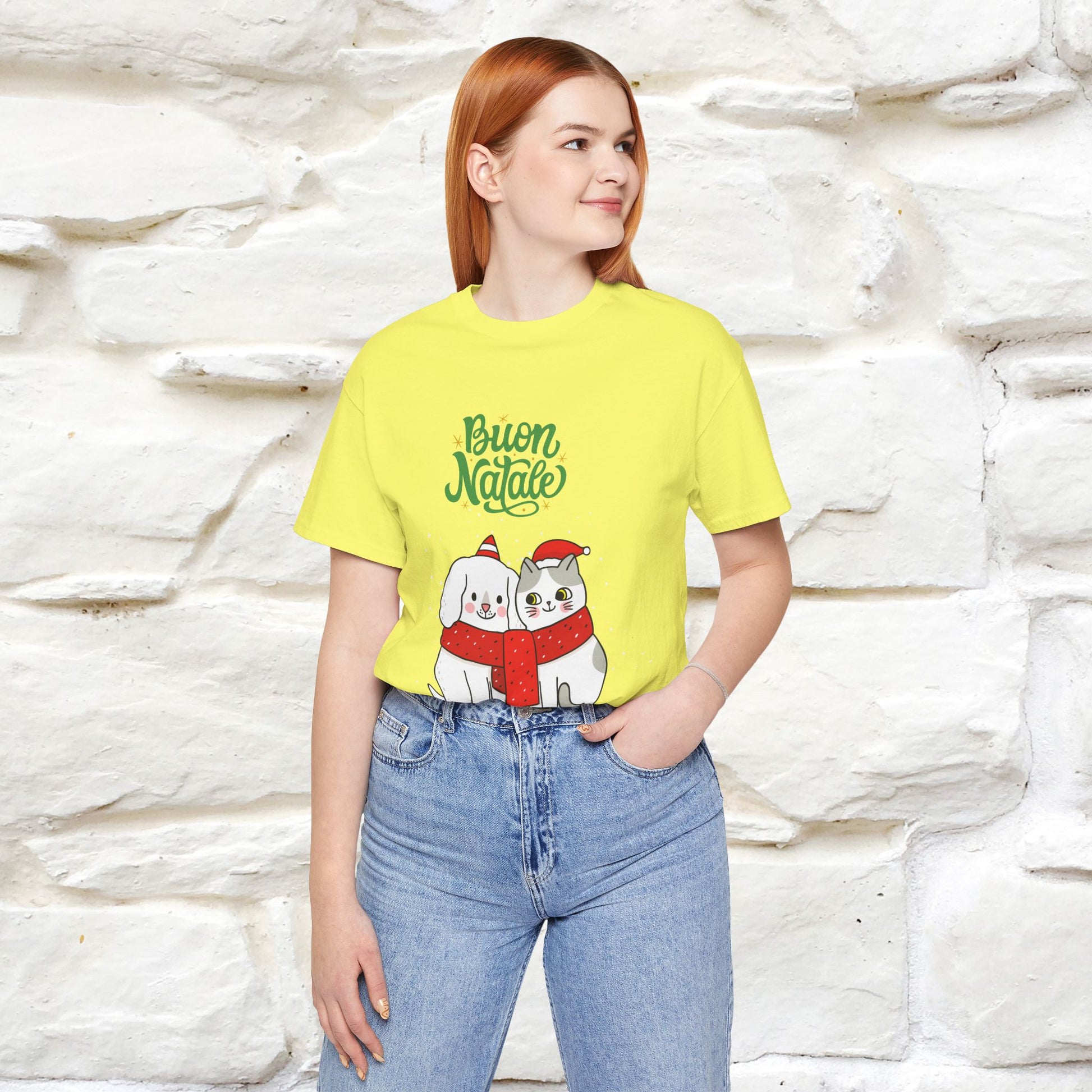 ''Buon Natale Cat and Dog'' Christmas T-shirt  | Nunu&Miao Studio - Nunu&Miao Studio