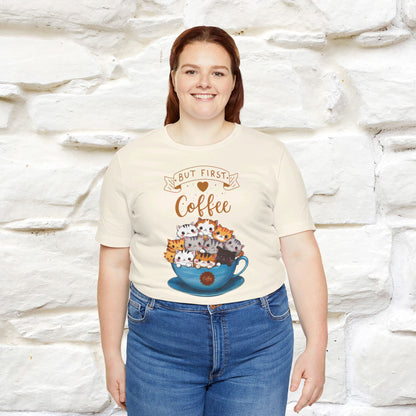 ''But First Coffe Time'' Cat T-shirt for Women 100% Cotton* - Nunu&Miao Studio