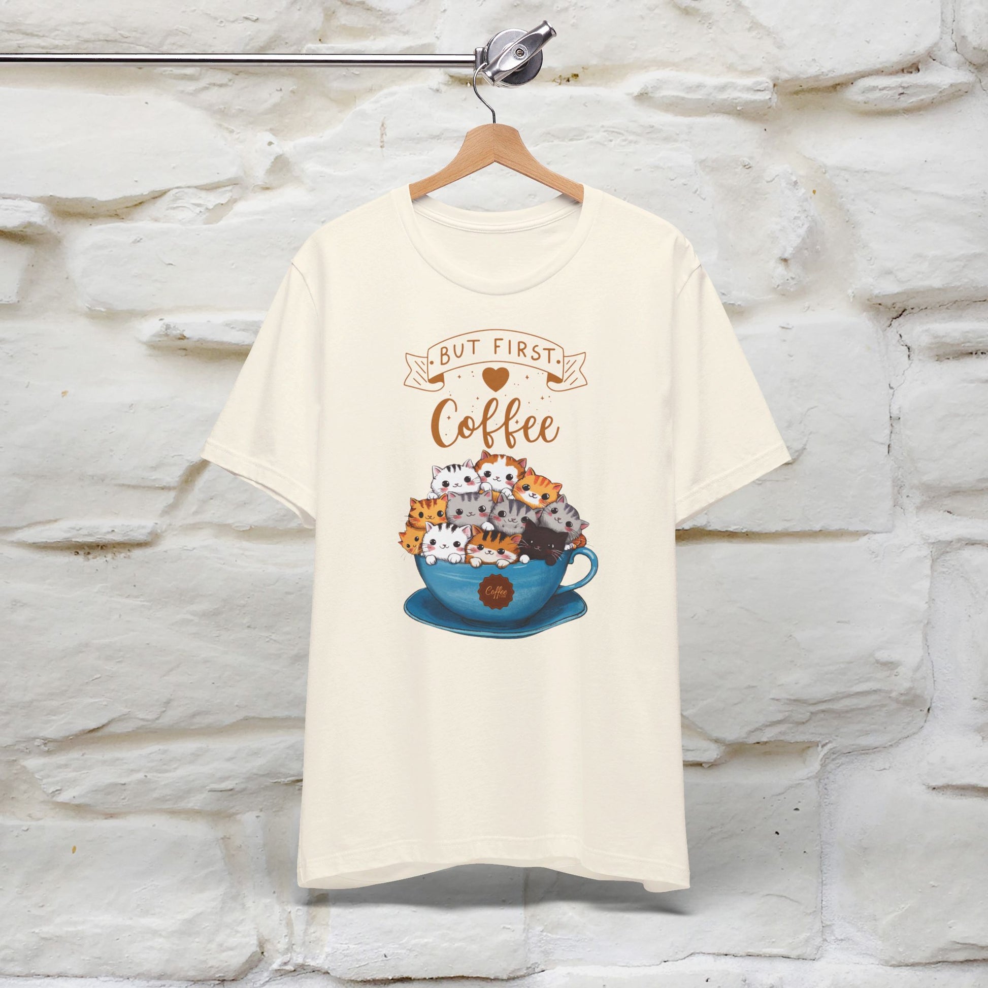 ''But First Coffe Time'' Cat T-shirt for Women 100% Cotton* - Nunu&Miao Studio