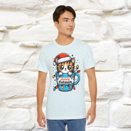 Meowy Catmas T-Shirt | Festive Cat Christmas Shirt for Men & Women | 100% Cotton