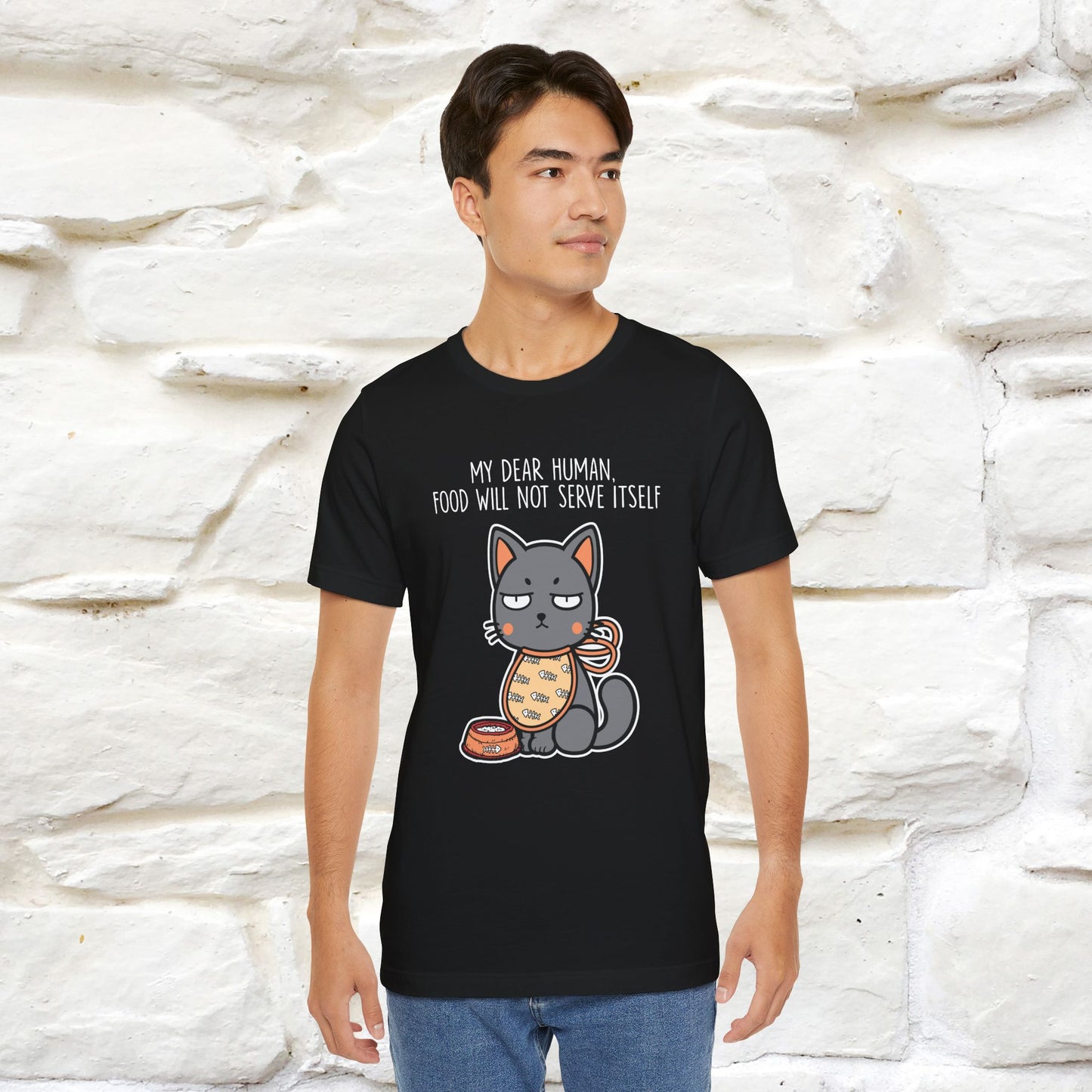 "Dear Human, Food Will Not Serve Itself" |Cat T-Shirt | Nunu&Miao Studio - Nunu&Miao Studio
