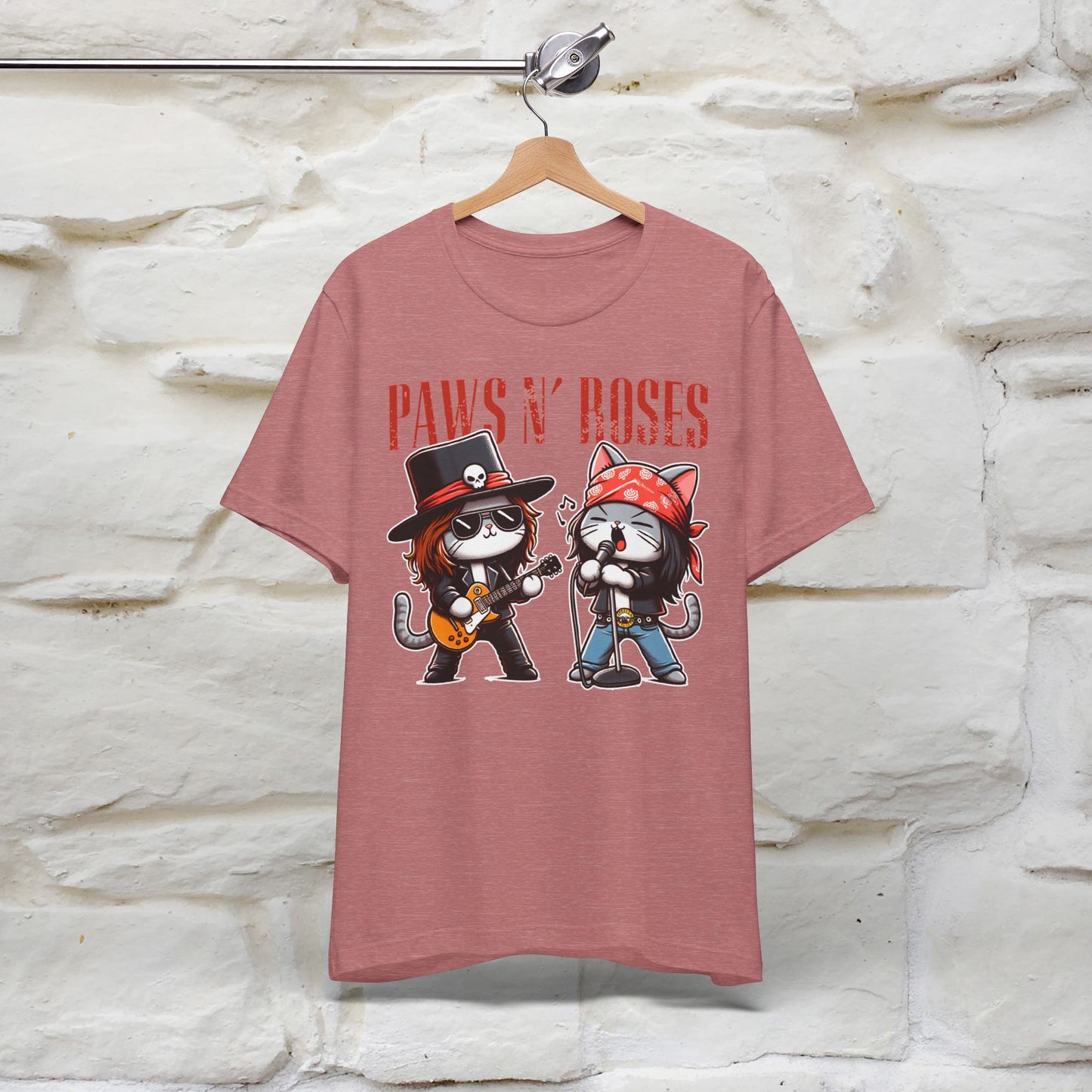 Paws N' Roses T-Shirt | Rock-Inspired Cat Lover Tee for Men & Women | 100% Cotton*