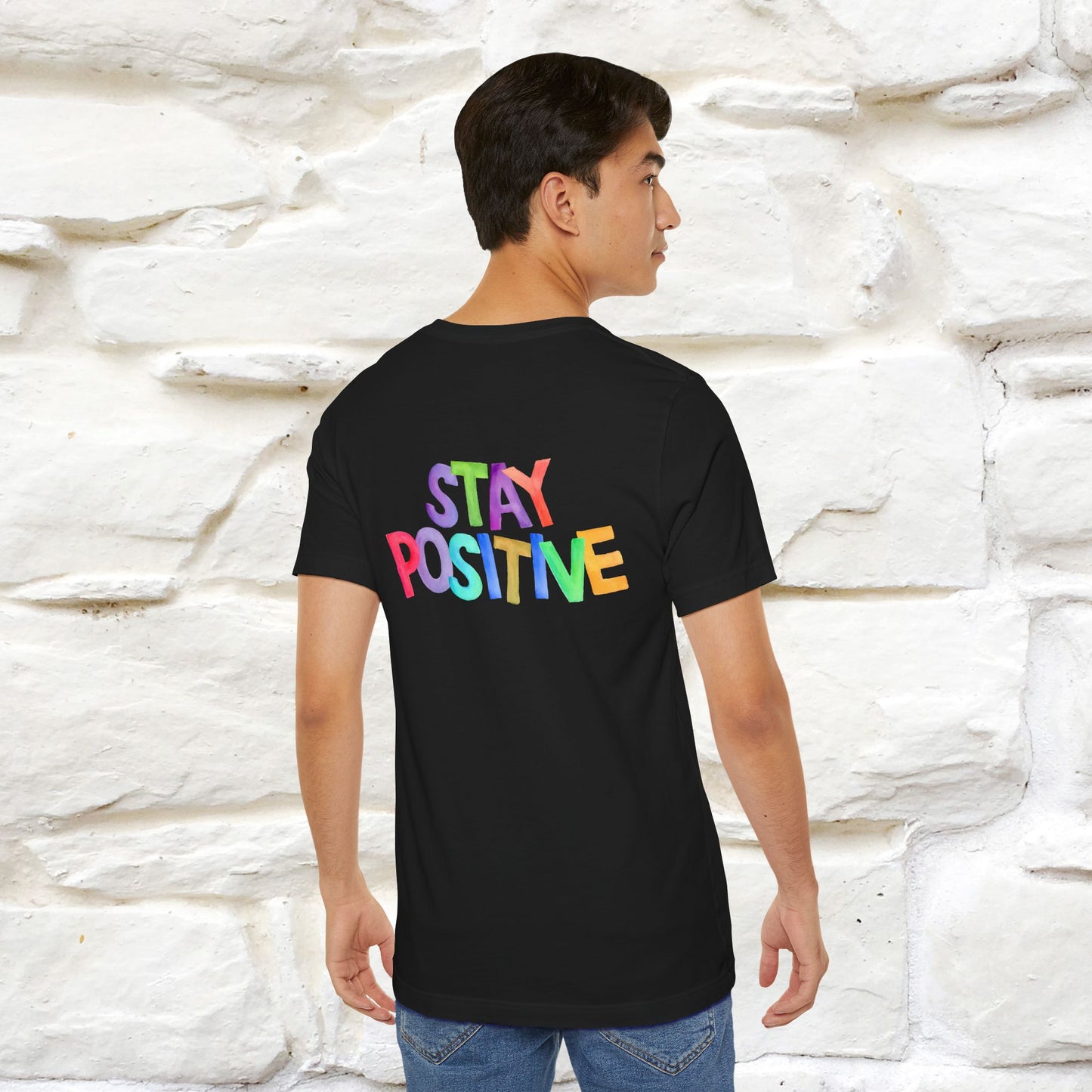 "Stay Positive'' Cat T-Shirt | Front & Back Design | Nunu&Miao Studio