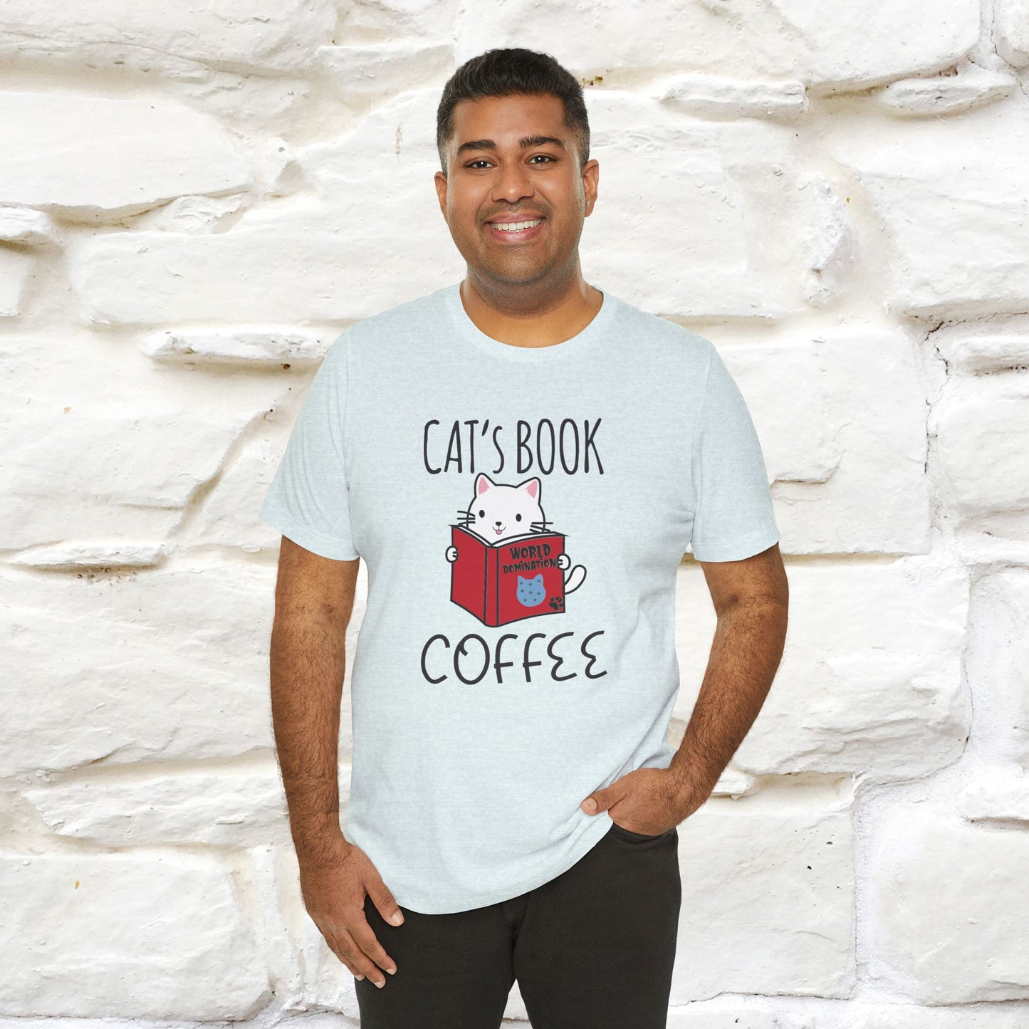 "Cat's Book Coffee" Cat T-Shirt for Men & Women | 100% Cotton* | Cozy Vibes for Book & Cat Lovers