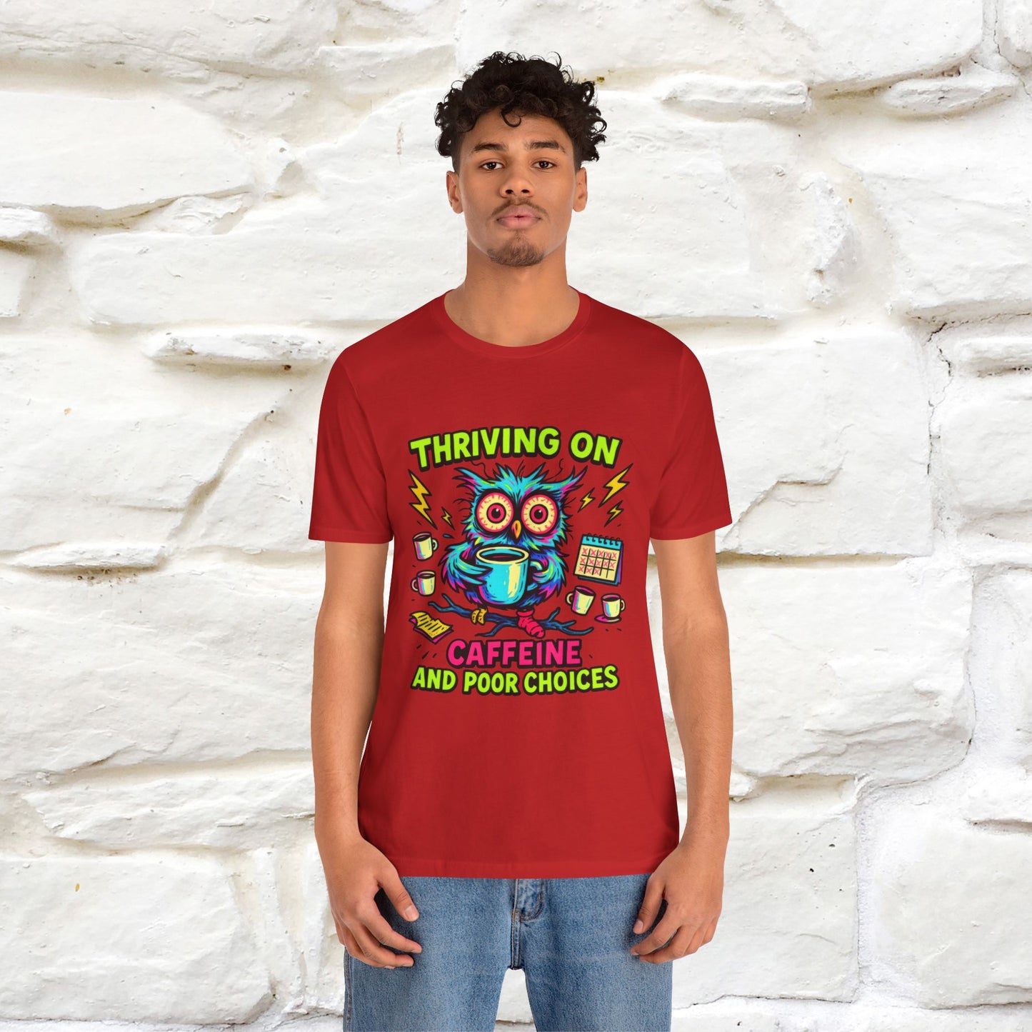 ''Thriving On Caffeine And Poor Choices''|  Sarcastic Cat T-Shirt | Nunu&Miao Studio