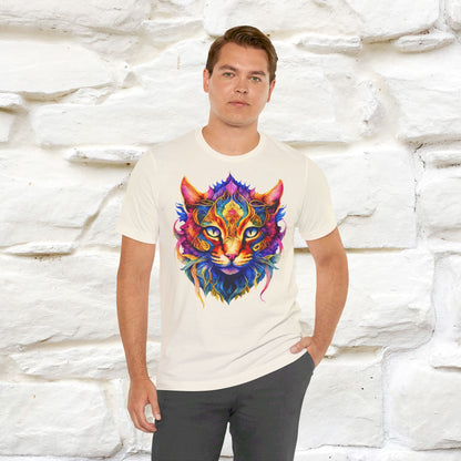 ''Fire Rainbow Cat'' T-shirt for Man 100% Cotton. - Nunu&Miao Studio