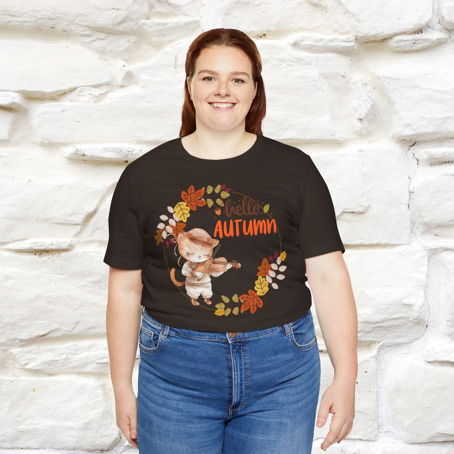 "Hello Autumn" Cat T-Shirt for Men & Women | 100% Cotton | Cozy Fall Fashion