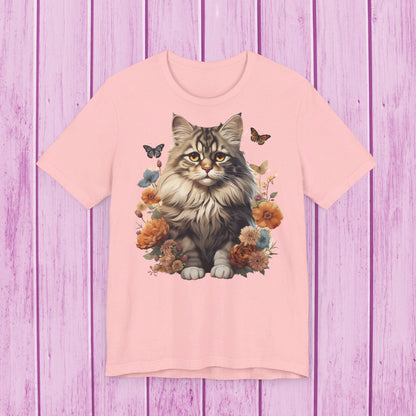 ''Floral Feline Fantasy'' Cat T-shirt for Women 100% Cotton*