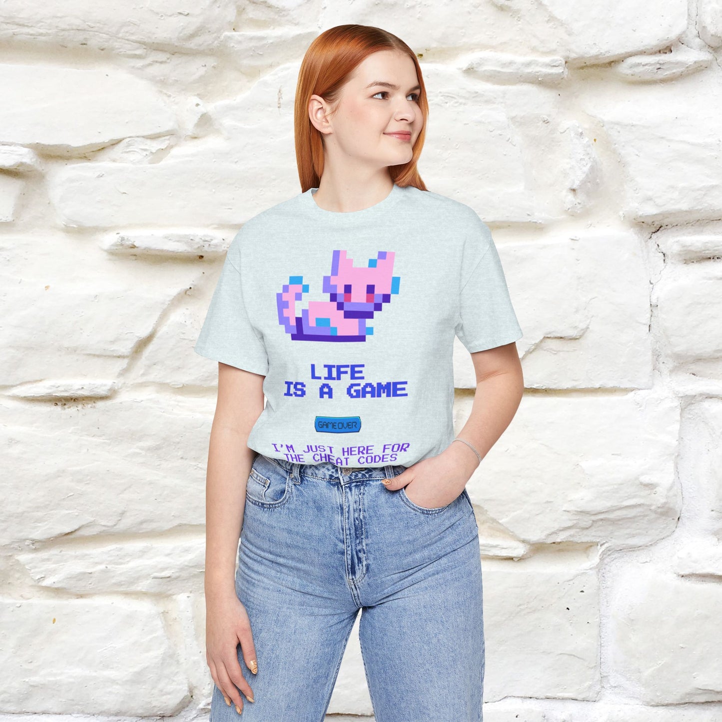 "Life Is A Game, I Am Just Here Fo The Cheat Code" Funny Cat T-Shirt for Men & Women | 100% Cotton*