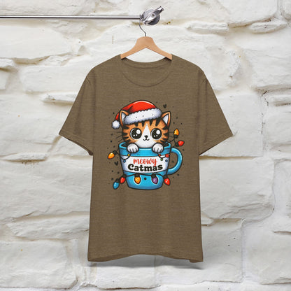 Meowy Catmas T-Shirt | Festive Cat Christmas Shirt for Men & Women | 100% Cotton