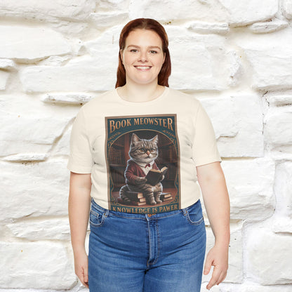 "Book Meowster: Knowledge Is Pawer Cat T-Shirt for Men & Women | 100% Cotton*