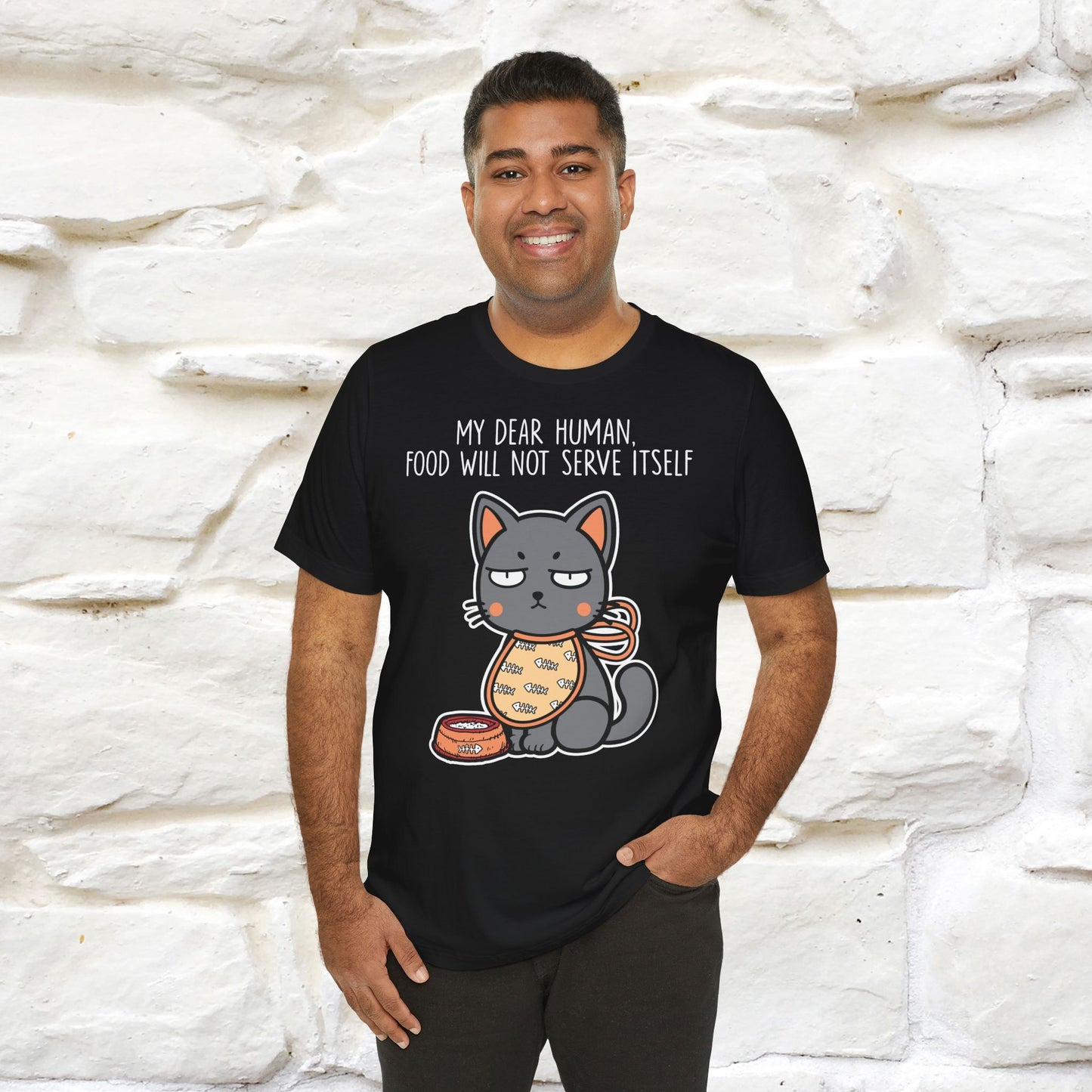 "Dear Human, Food Will Not Serve Itself" Funny Cat T-Shirt for Men & Women | 100% Cotton* 🐾